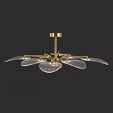 Large Gold Leaf LED Semi-Flush Mount Light Bedroom Image - 6