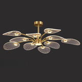 Large Gold Leaf LED Semi-Flush Mount Light Bedroom Image - 7