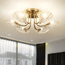 Large Gold Scallop-Shaped Crystal Semi-Flush Mount Lamp Image - 5