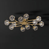 Large Gold Sputnik Crystal Semi-Flush Mount Light Image - 3