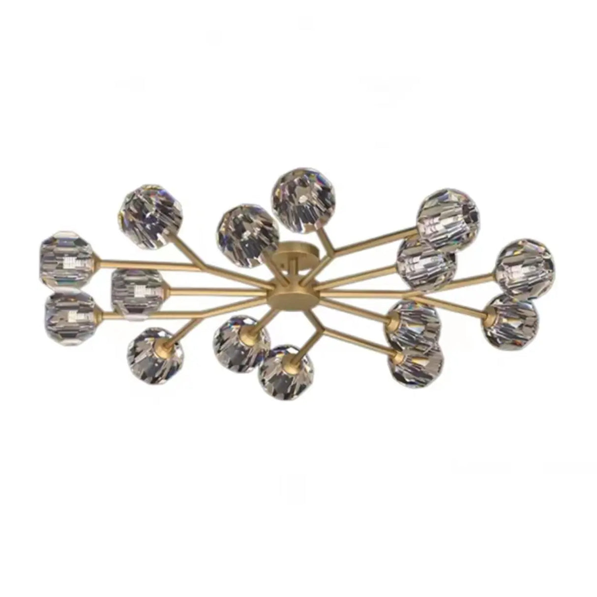 Large Gold Sputnik Crystal Semi-Flush Mount Light Image - 8