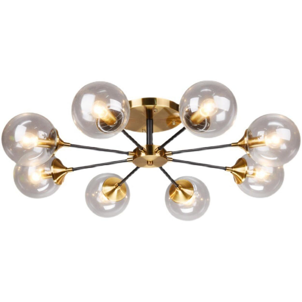 Large Gold Sputnik Semi-Flush Mount Light 6-Light Image - 10