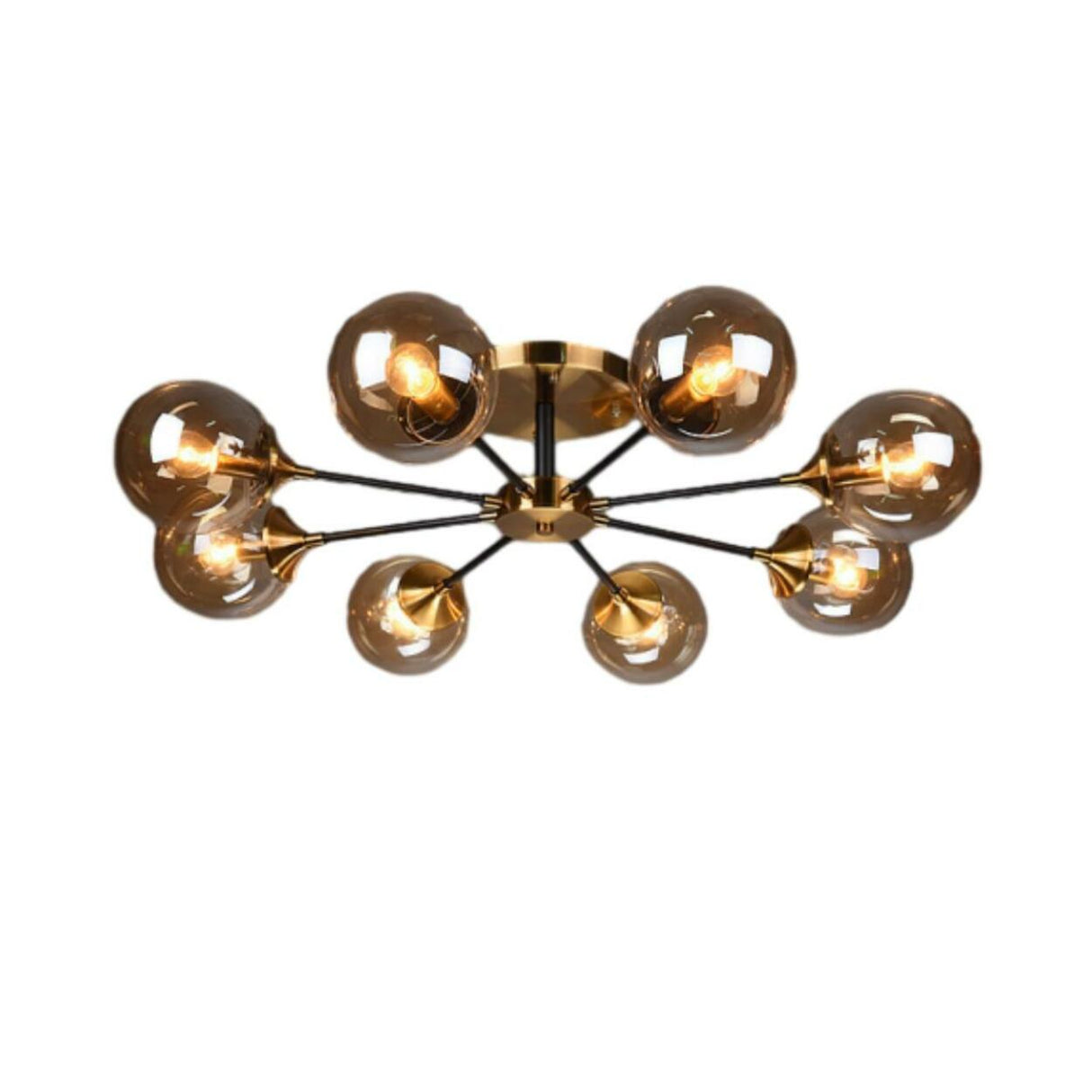 Large Gold Sputnik Semi-Flush Mount Light 6-Light Image - 2