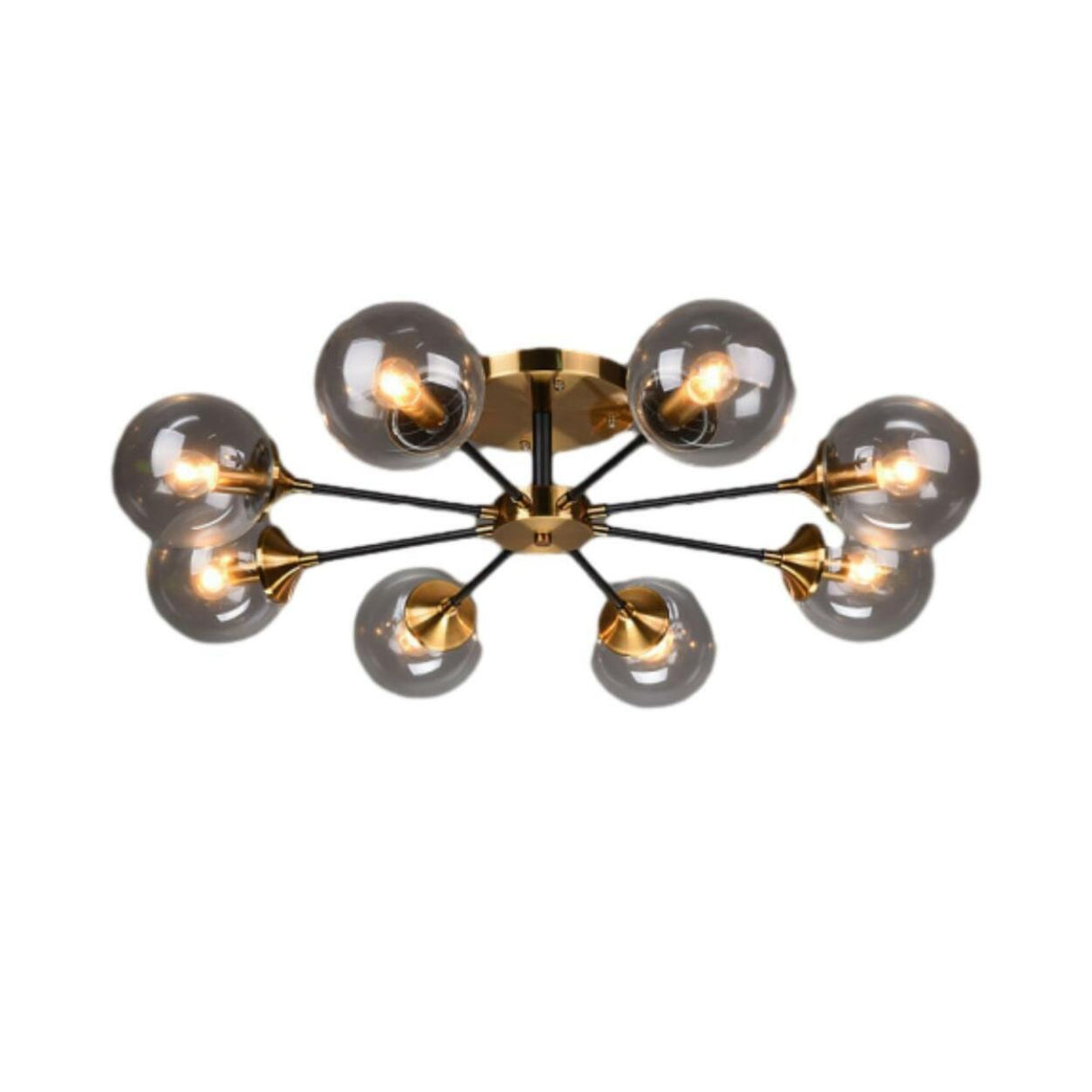 Large Gold Sputnik Semi-Flush Mount Light 6-Light Image - 3