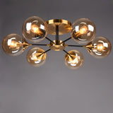 Large Gold Sputnik Semi-Flush Mount Light 6-Light Image - 4