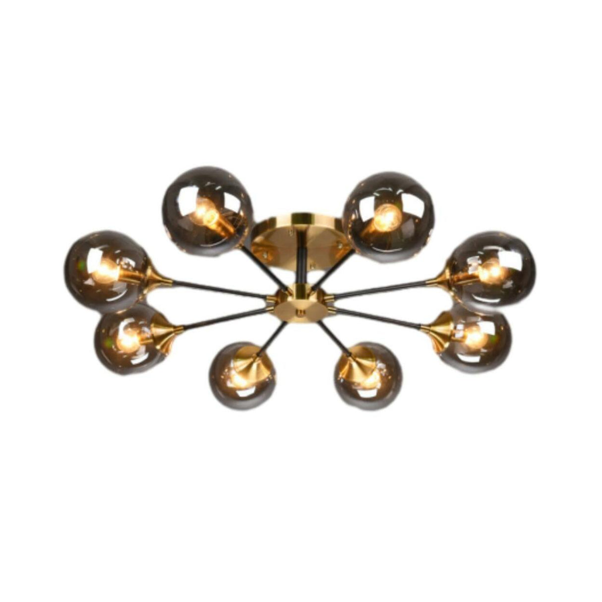 Large Gold Sputnik Semi-Flush Mount Light 6-Light Image - 9