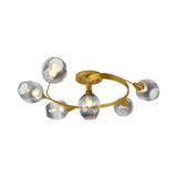 Large Gold Twist Arm Bud-Shaped Glass Flush Mount Light Image - 8