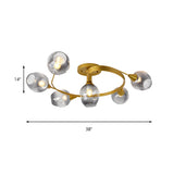 Large Gold Twist Arm Bud-Shaped Glass Flush Mount Light Image - 9