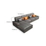 Large Gray Leather Recessed Arm L-Shape Sectional Image - 11