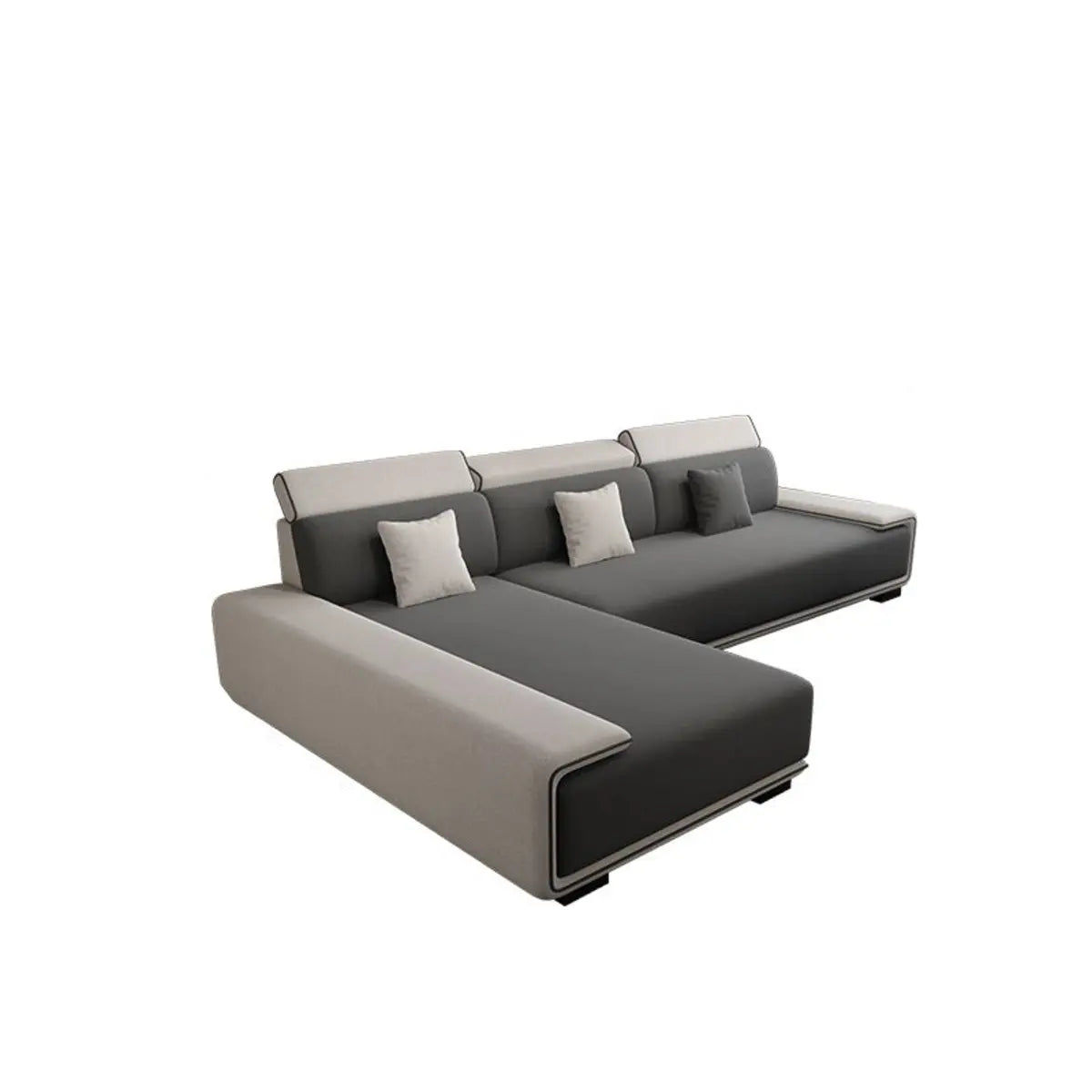 Large Gray Tech Cloth Pillow Back Corner Sectional Image - 5