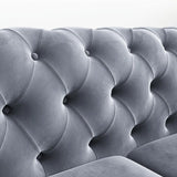 Large Gray Velvet Flared Arm Tufted Back Sofa Chaise Image - 2