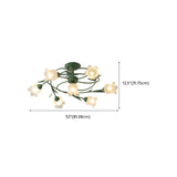 Large Green Branch Floral Semi-Flush Mount Ceiling Lamp Image - 18