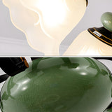 Large Green Floral Glass Semi-Flush Mount Lamp 10-Light Image - 13