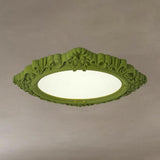 Large Green Geometric Carving Resin Flush Mount Light Image - 7