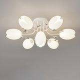 Large Green Tulip Crystal Semi-Flush Mount Ceiling Lamp Image - 12