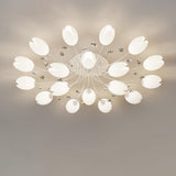 Large Green Tulip Crystal Semi-Flush Mount Ceiling Lamp Image - 14