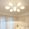 Large Green Tulip Crystal Semi-Flush Mount Ceiling Lamp Image - 2