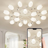 Large Green Tulip Crystal Semi-Flush Mount Ceiling Lamp Image - 8