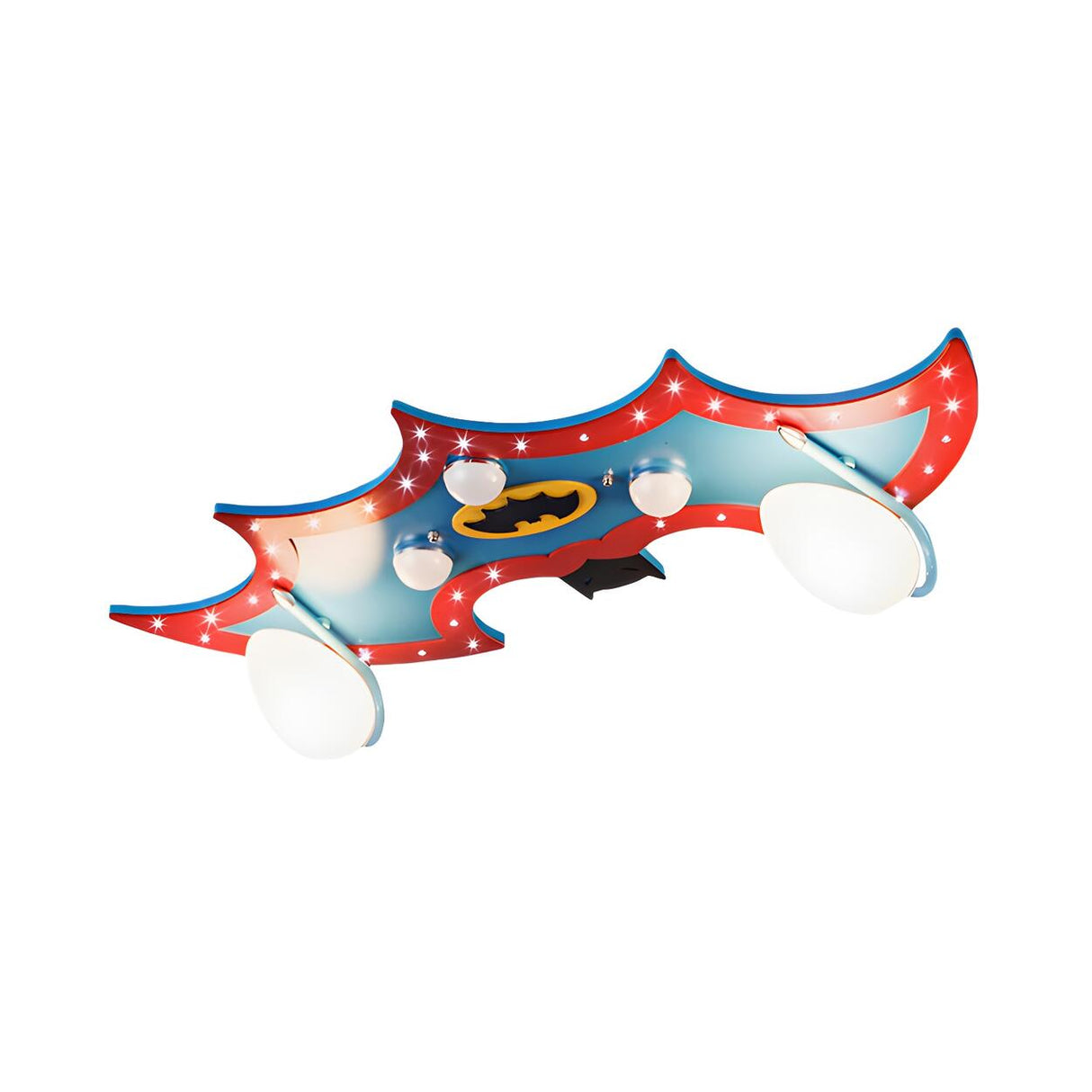 Large Kids Cartoon Bat Glass Flush Mount Light 2-Light Image - 3