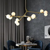 Large Modern Gold Branch Globe Chandelier Dining Room Image - 4