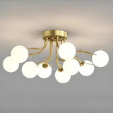 Large Multi-Globe Gold Semi-Flush Mount Light 15-Light Image - 9