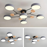 Large Multi-Head Round Semi-Flush Mount Light 7-Light Image - 18