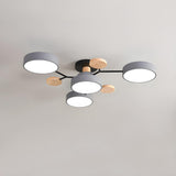 Large Multi-Head Round Semi-Flush Mount Light 7-Light Image - 2