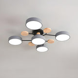 Large Multi-Head Round Semi-Flush Mount Light 7-Light Image - 3