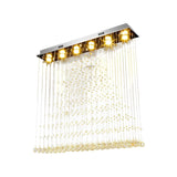 Large Nickel Crystal Bead Cascade Flush Mount Light Image - 4