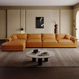 Large Orange Flared Arm Cushion Back Left Sofa Chaise Image - 3