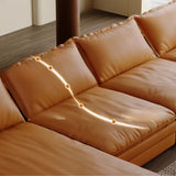 Large Orange Flared Arm Cushion Back Left Sofa Chaise Image - 8