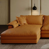 Large Orange Flared Arm Cushion Back Left Sofa Chaise Image - 9