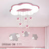 Large Pink Cloud Hanging Star LED Flush Mount Light Image - 1