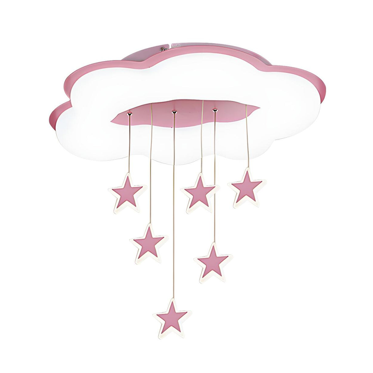 Large Pink Cloud Hanging Star LED Flush Mount Light Image - 3