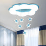 Large Pink Cloud Hanging Star LED Flush Mount Light Image - 5