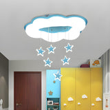 Large Pink Cloud Hanging Star LED Flush Mount Light Image - 6