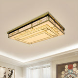 Large Rectangular Crystal LED Flush Mount Ceiling Light Image - 2