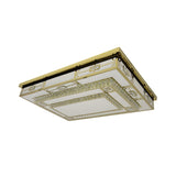 Large Rectangular Crystal LED Flush Mount Ceiling Light Image - 3