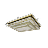 Large Rectangular Crystal LED Flush Mount Ceiling Light Image - 4