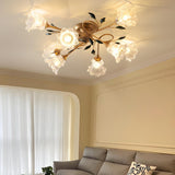 Large Romantic Flower Crystal Semi-Flush Mount Light Image - 1