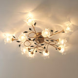 Large Romantic Flower Crystal Semi-Flush Mount Light Image - 11