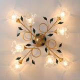 Large Romantic Flower Crystal Semi-Flush Mount Light Image - 13