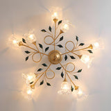 Large Romantic Flower Crystal Semi-Flush Mount Light Image - 14