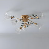 Large Romantic Flower Crystal Semi-Flush Mount Light Image - 15