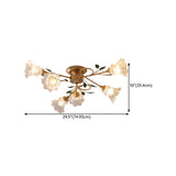 Large Romantic Flower Crystal Semi-Flush Mount Light #size