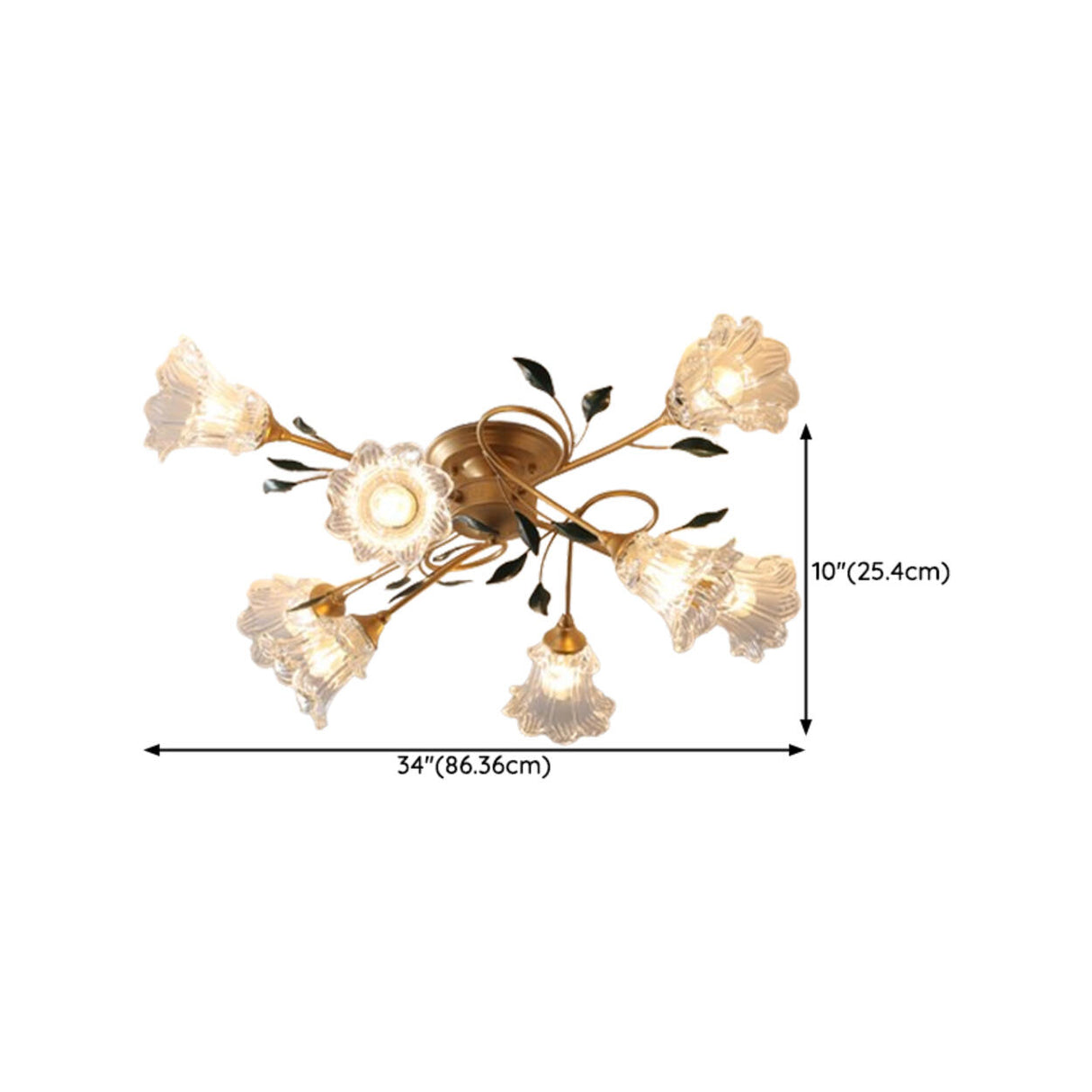 Large Romantic Flower Crystal Semi-Flush Mount Light Image - 23