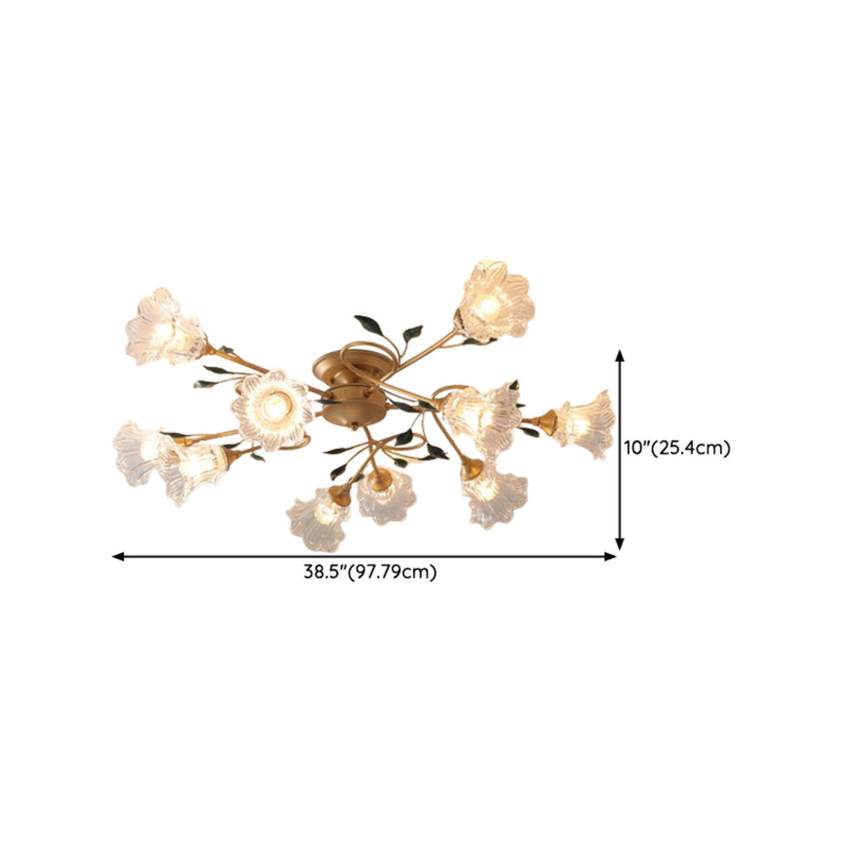 Large Romantic Flower Crystal Semi-Flush Mount Light Image - 25