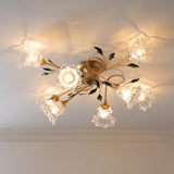 Large Romantic Flower Crystal Semi-Flush Mount Light Image - 3