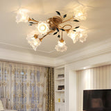 Large Romantic Flower Crystal Semi-Flush Mount Light Image - 5