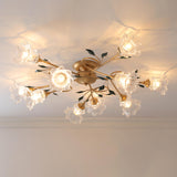 Large Romantic Flower Crystal Semi-Flush Mount Light Image - 6